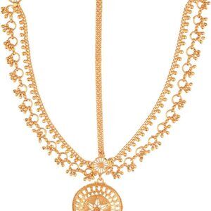Vintage Kundan Crystal Tikka Bridal Head Chain Wedding Jewelry Hair Accessory